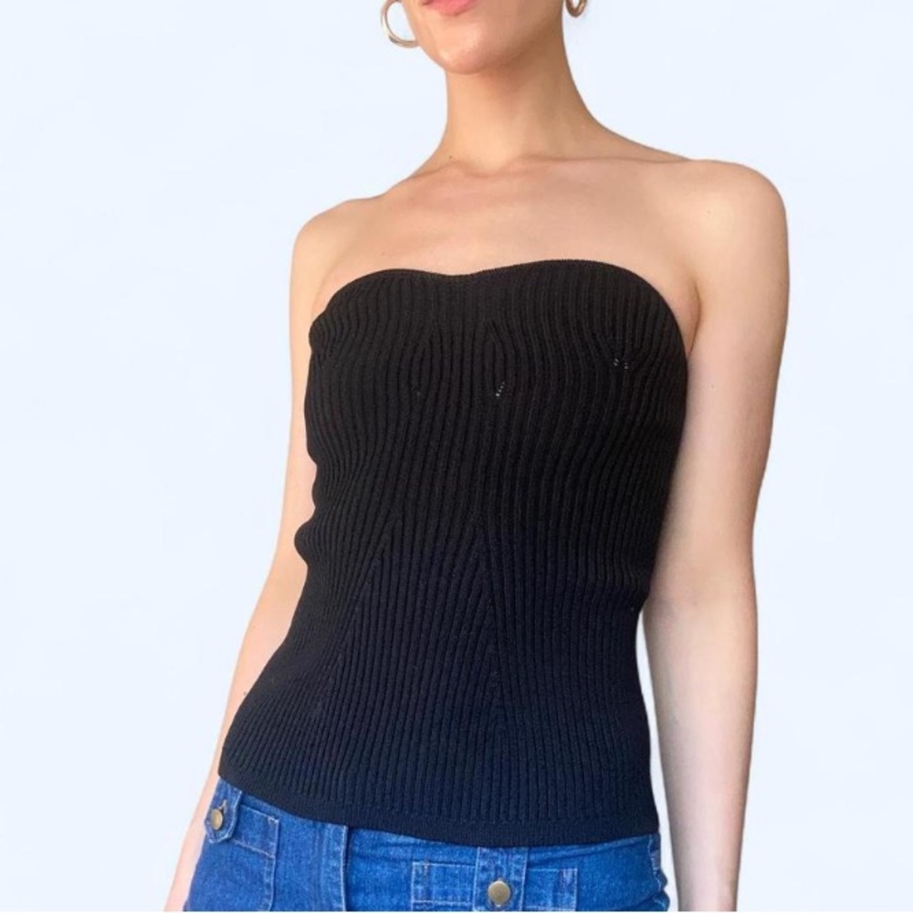Black Ribbed Tube Top
